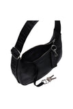 Small Recycled Leather Crescent Bag Black