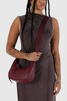 Small Recycled Leather Crescent Bag Mahogany