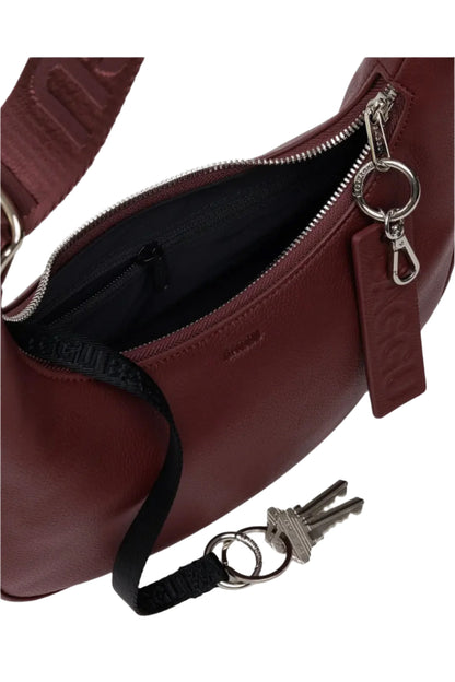 Small Recycled Leather Crescent Bag Mahogany