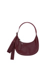 Small Recycled Leather Crescent Bag Mahogany