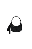 Small Recycled Leather Crescent Bag Black
