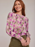 Smocked Sleeve Floral Blouse