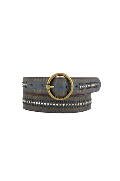 Soraya Studded Leather Belt Grey