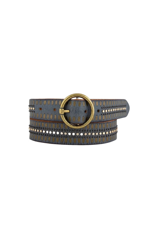 Soraya Studded Leather Belt Grey