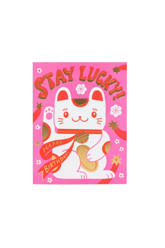 Stay Lucky Cat Birthday Card