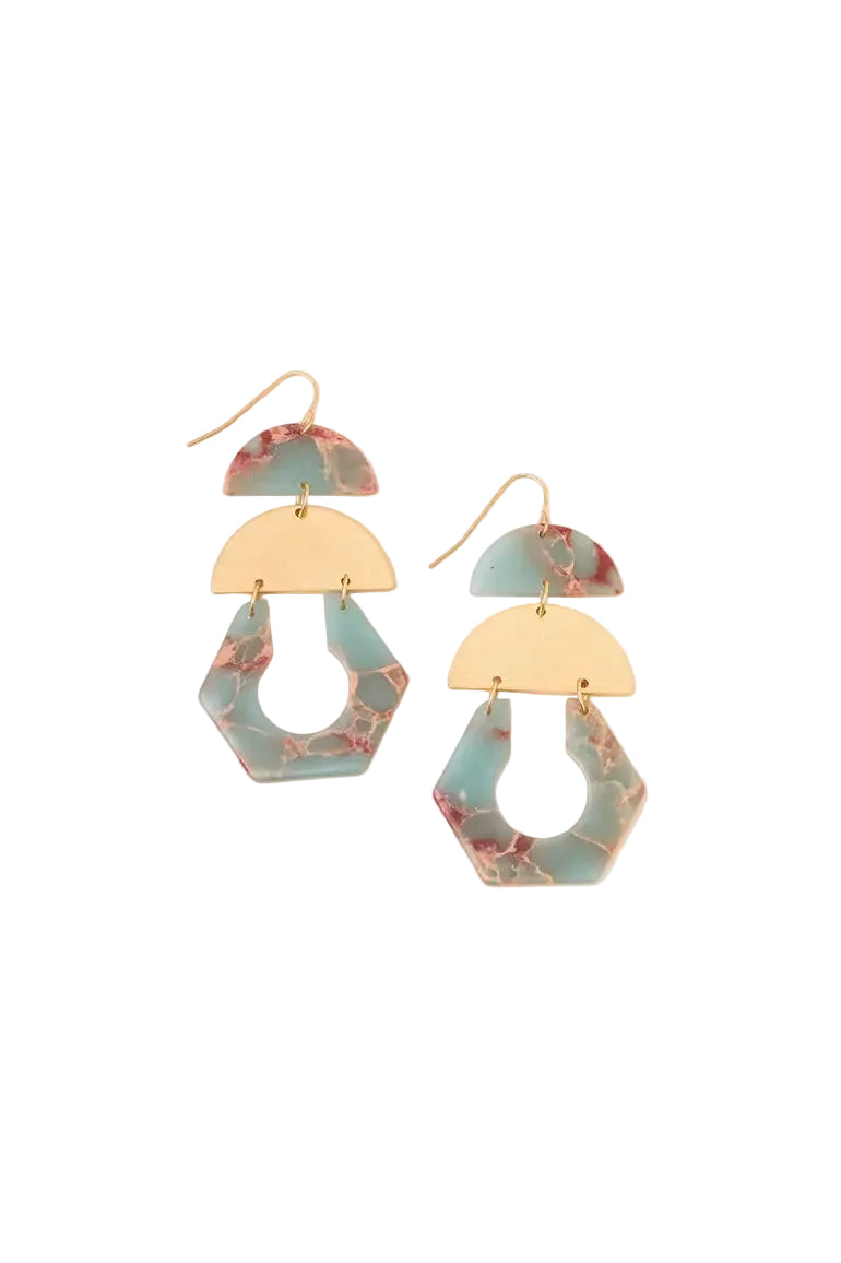 Stone Cutout Earring Aqua Terra