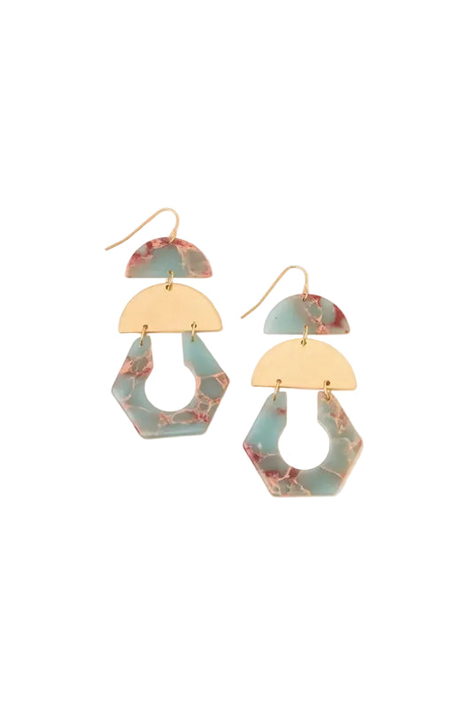 Stone Cutout Earring Aqua Terra