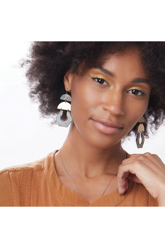 Stone Cutout Earring Aqua Terra
