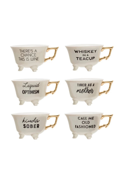 Stoneware Footed Teacup with Saying