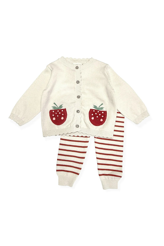 Strawberry Baby Cardigan & Pants Set