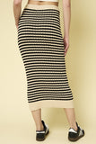 Stripe Ribbed Knit Midi Skirt