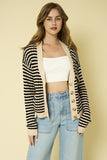 Stripe Ribbed V-Neck Cardigan