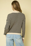 Stripe Ribbed V-Neck Cardigan