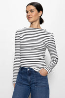 Striped Long Sleeve Boatneck Top