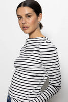 Striped Long Sleeve Boatneck Top