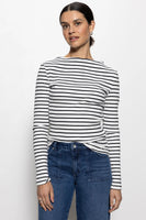 Striped Long Sleeve Boatneck Top