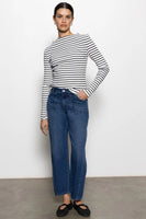 Striped Long Sleeve Boatneck Top