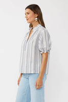 Striped Puff Sleeve Top