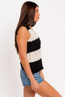 Striped V-Neck Sleeveless Sweater