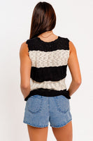 Striped V-Neck Sleeveless Sweater