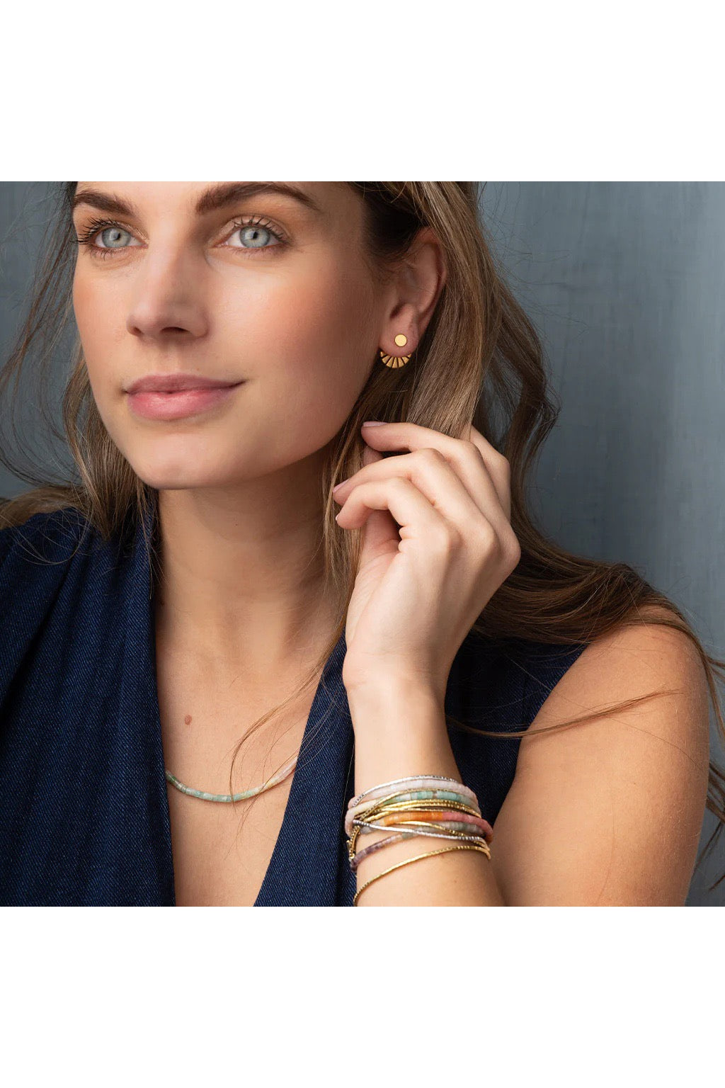 Sunburst Ear Jacket Gold Vermeil