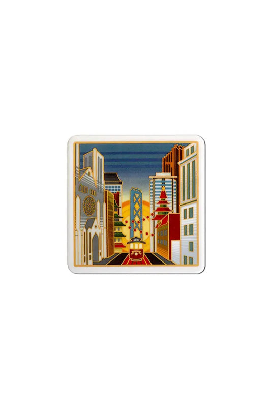 Sunrise On California Street Ceramic Coaster