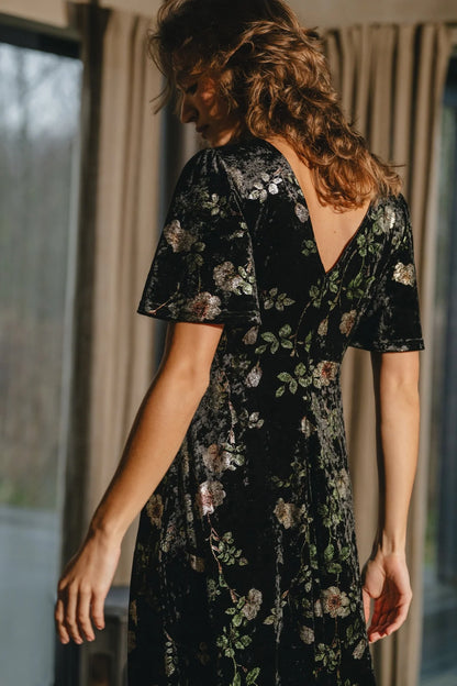 Rene Velvet Floral Maxi Dress