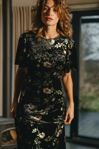 Rene Velvet Floral Maxi Dress