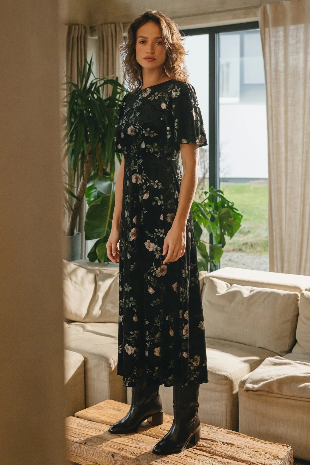 Rene Velvet Floral Maxi Dress
