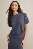 Sway Textured Slub Cropped Tee Worn Blue