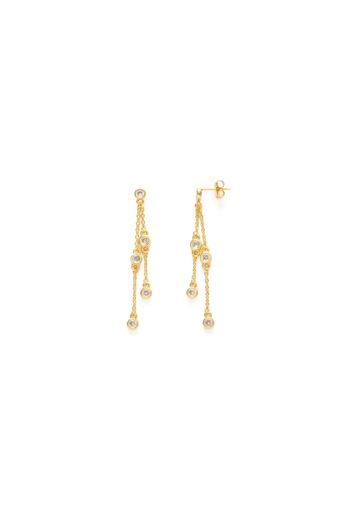 Swishy Chain CZ Drop Earrings