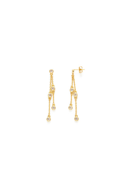 Swishy Chain CZ Drop Earrings