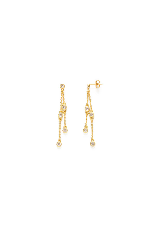 Swishy Chain CZ Drop Earrings