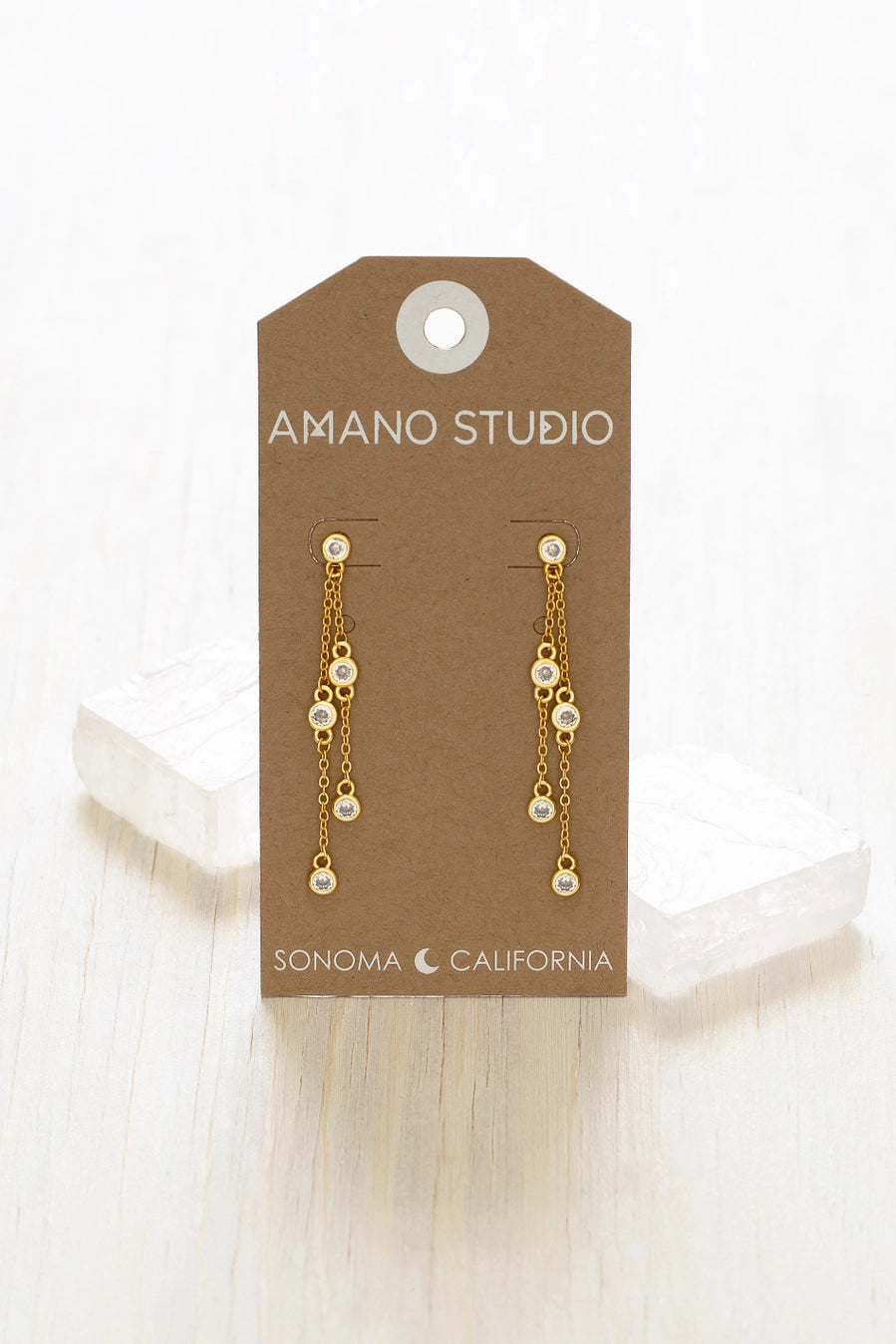 Swishy Chain CZ Drop Earrings