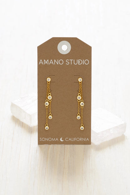 Swishy Chain CZ Drop Earrings