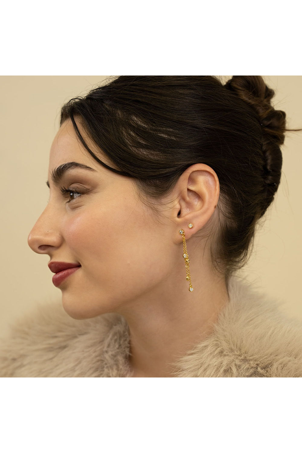 Swishy Chain CZ Drop Earrings