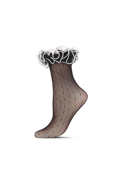 Swiss Dot Ruffle Lace Cuff Socks