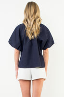 Denim Top with Gold Buttons