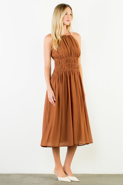 Sleeveless Crinkle Midi Dress