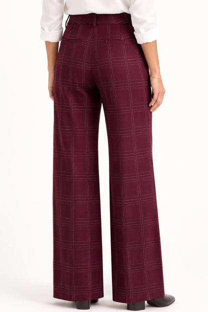 Kelsey Wide Leg Trouser Burgundy Multi