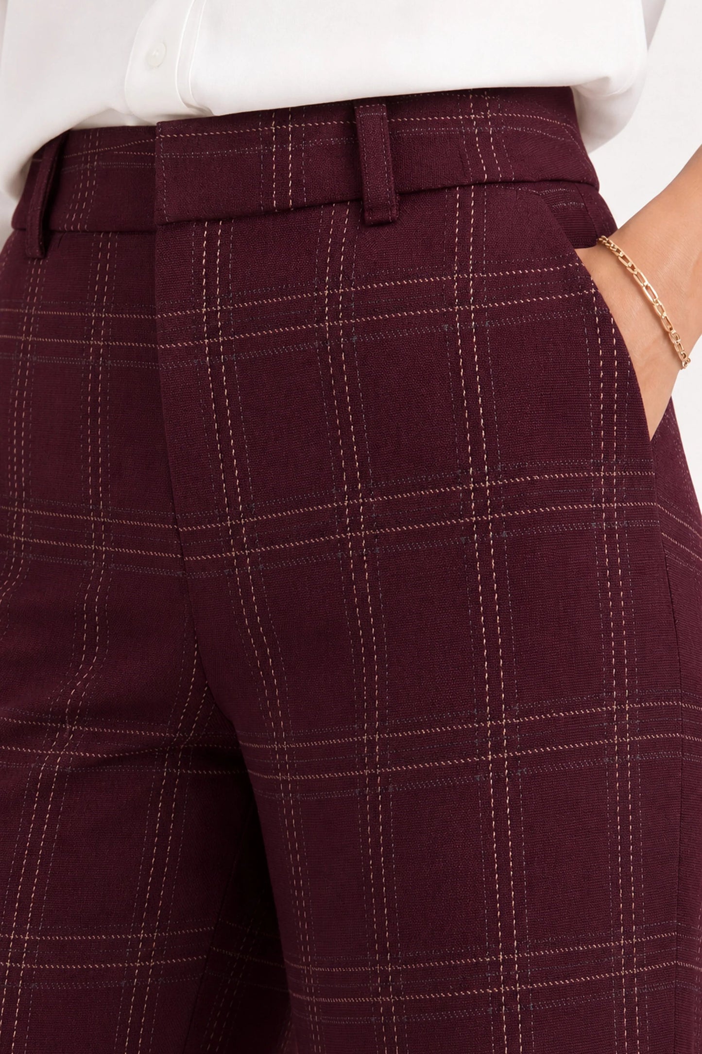 Kelsey Wide Leg Trouser Burgundy Multi