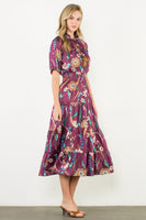 Tassel Floral Tiered Midi Dress