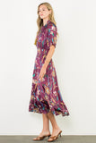Tassel Floral Tiered Midi Dress