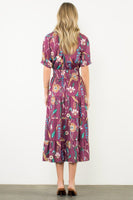 Tassel Floral Tiered Midi Dress