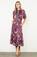 Tassel Floral Tiered Midi Dress