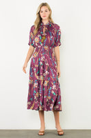 Tassel Floral Tiered Midi Dress