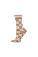 Taupe Checkmate Triple Cuff Socks