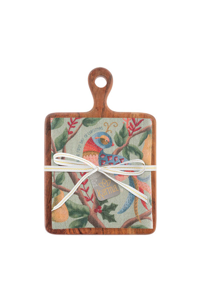 Tea Towel with Cutting Board Partridge Pear Tree