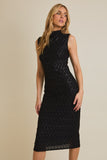 Textured Sparkle Mock Neck Dress