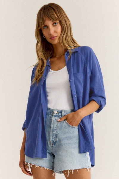 The Perfect Linen Top Blue Wave